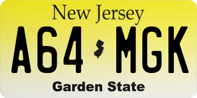 NJ license plate A64MGK