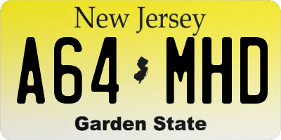 NJ license plate A64MHD
