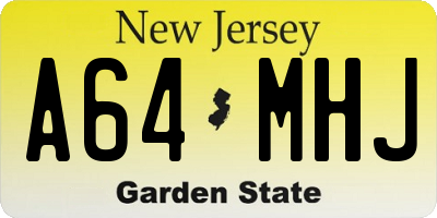NJ license plate A64MHJ