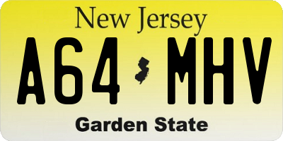 NJ license plate A64MHV