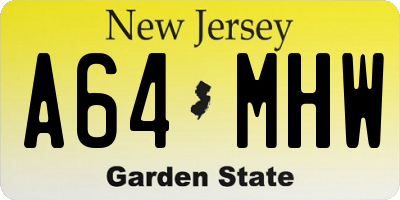NJ license plate A64MHW