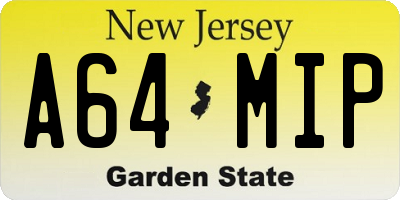 NJ license plate A64MIP