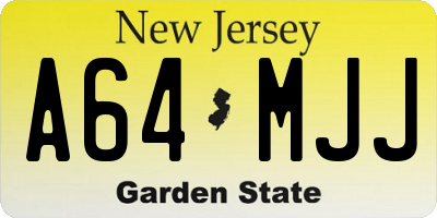 NJ license plate A64MJJ