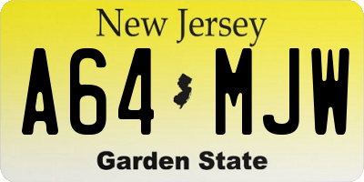 NJ license plate A64MJW