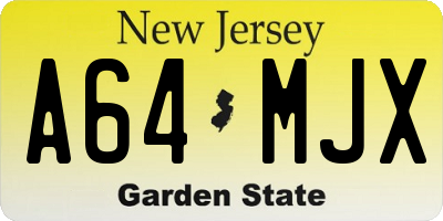 NJ license plate A64MJX