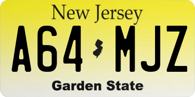 NJ license plate A64MJZ