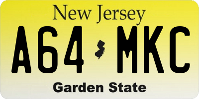 NJ license plate A64MKC