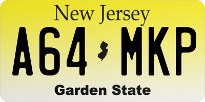 NJ license plate A64MKP