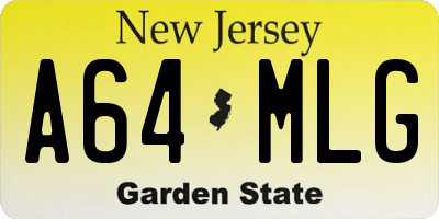 NJ license plate A64MLG
