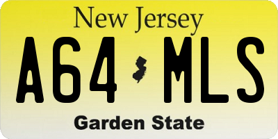 NJ license plate A64MLS
