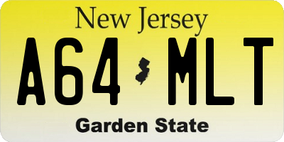 NJ license plate A64MLT