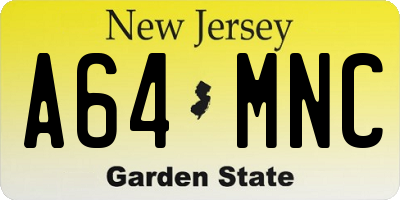 NJ license plate A64MNC