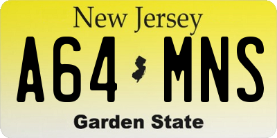 NJ license plate A64MNS