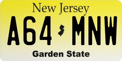 NJ license plate A64MNW