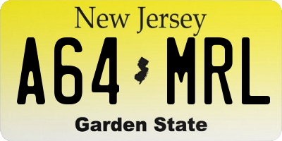 NJ license plate A64MRL