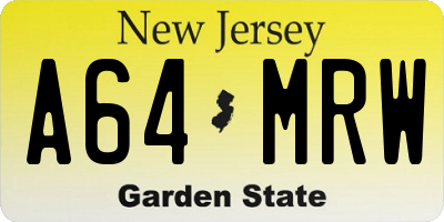 NJ license plate A64MRW