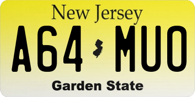 NJ license plate A64MUO