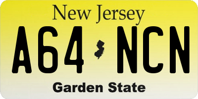 NJ license plate A64NCN