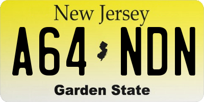 NJ license plate A64NDN