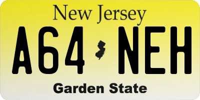 NJ license plate A64NEH