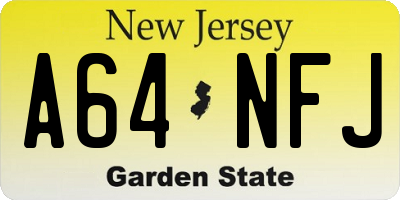 NJ license plate A64NFJ