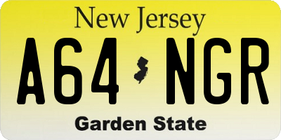 NJ license plate A64NGR