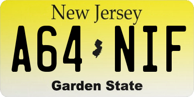 NJ license plate A64NIF