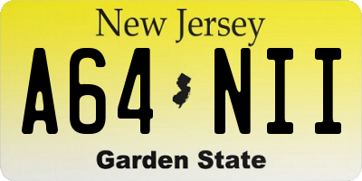 NJ license plate A64NII