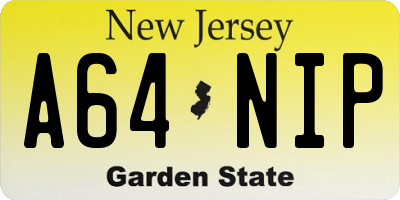 NJ license plate A64NIP