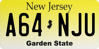 NJ license plate A64NJU