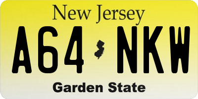 NJ license plate A64NKW