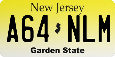 NJ license plate A64NLM