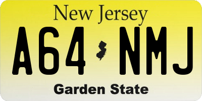 NJ license plate A64NMJ