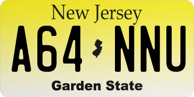 NJ license plate A64NNU