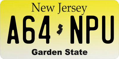 NJ license plate A64NPU