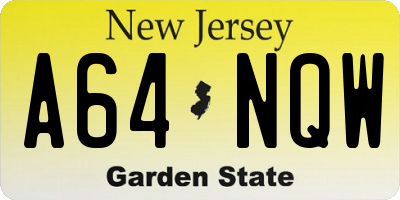 NJ license plate A64NQW