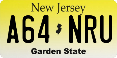 NJ license plate A64NRU