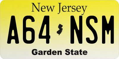 NJ license plate A64NSM