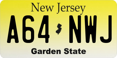 NJ license plate A64NWJ
