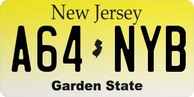 NJ license plate A64NYB