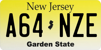 NJ license plate A64NZE