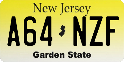 NJ license plate A64NZF