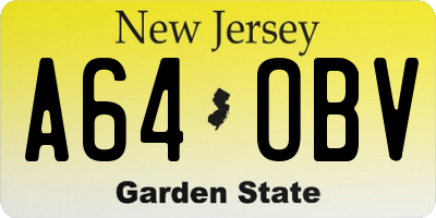 NJ license plate A64OBV