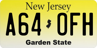 NJ license plate A64OFH