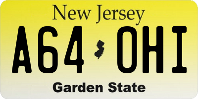 NJ license plate A64OHI