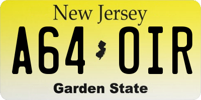 NJ license plate A64OIR