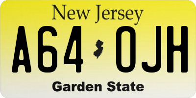 NJ license plate A64OJH