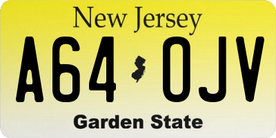 NJ license plate A64OJV