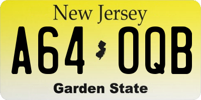 NJ license plate A64OQB