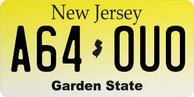 NJ license plate A64OUO